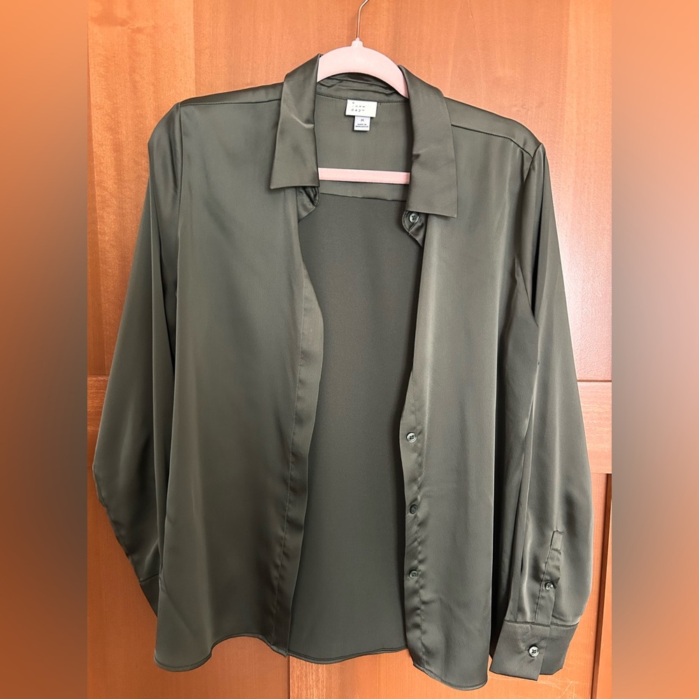 A New Day Green Button Down Shirt with Collared Neckline
